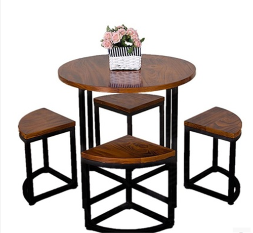 鐵木組合圓形茶幾