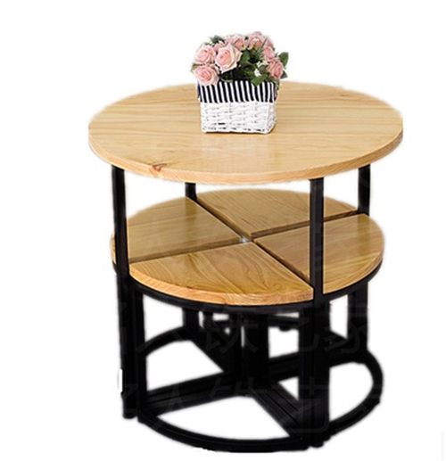 鐵木組合圓形茶幾