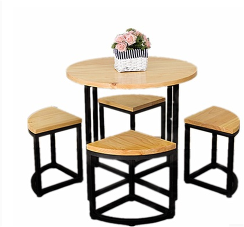 鐵木組合圓形茶幾