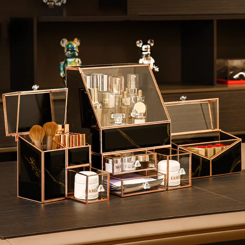 金邊黑色玻璃收納盒