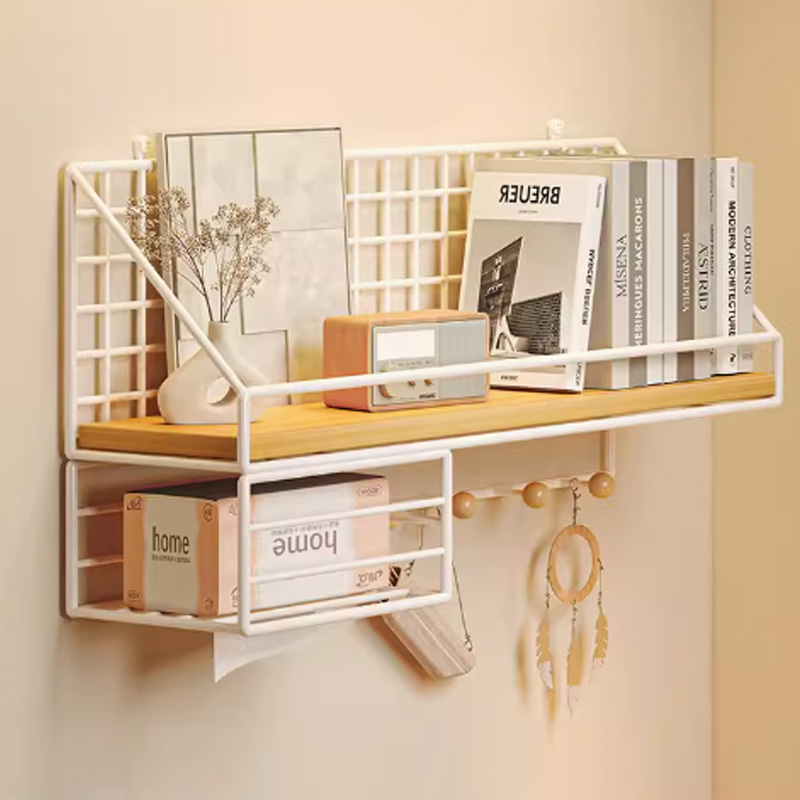 鐵木結(jié)合墻上置物架