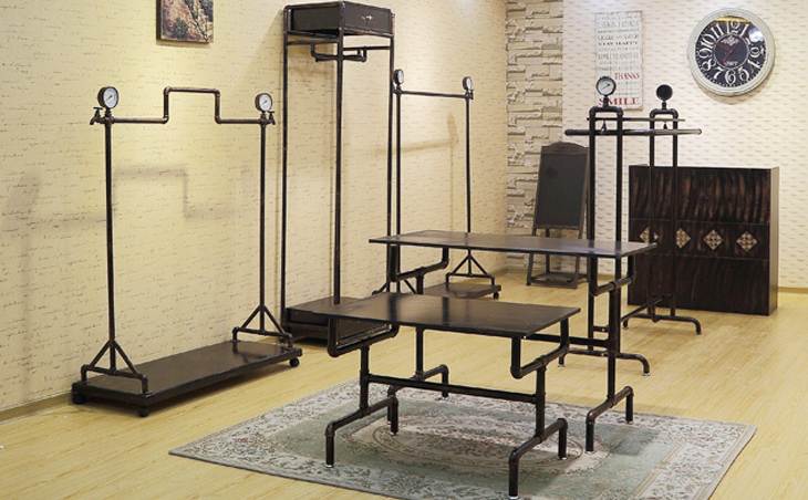 服裝店陳列架展示架 鐵木結(jié)合展示架